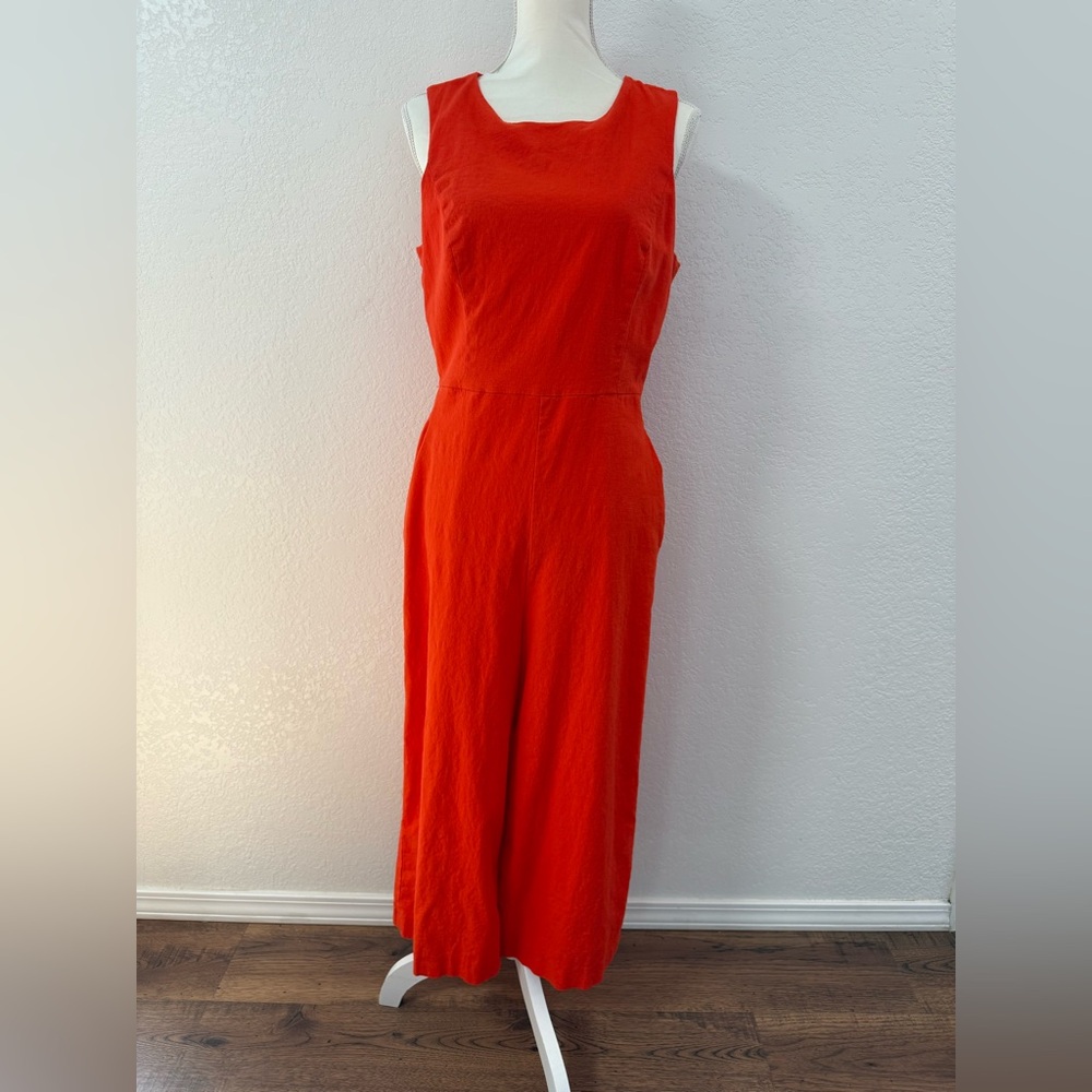 PRESTON & YORK Orange Linen Blend Wide-Leg jumpsuit Sleeveless Size 12